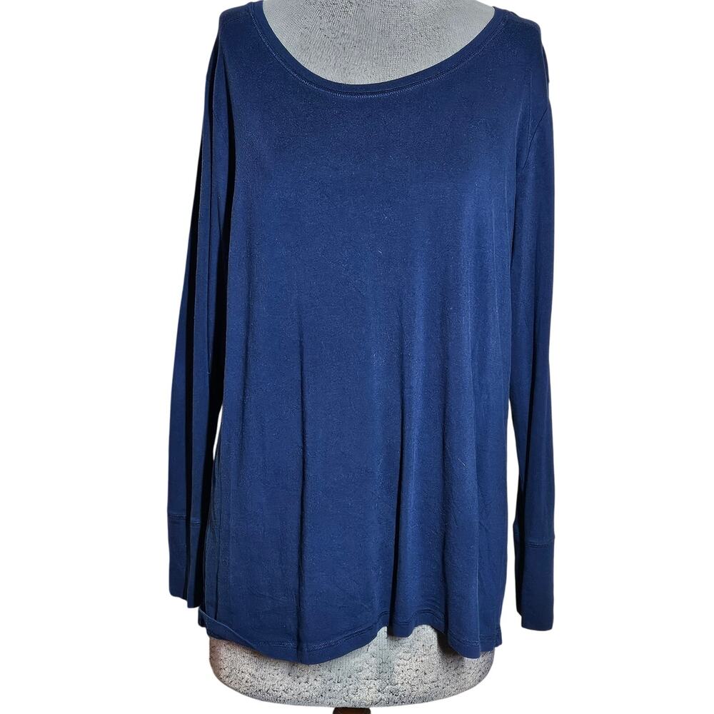 Navy Blue Cotton Blend Long Sleeve Tee Size XL